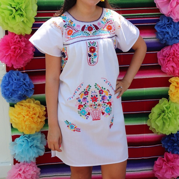 white mexican fiesta dress